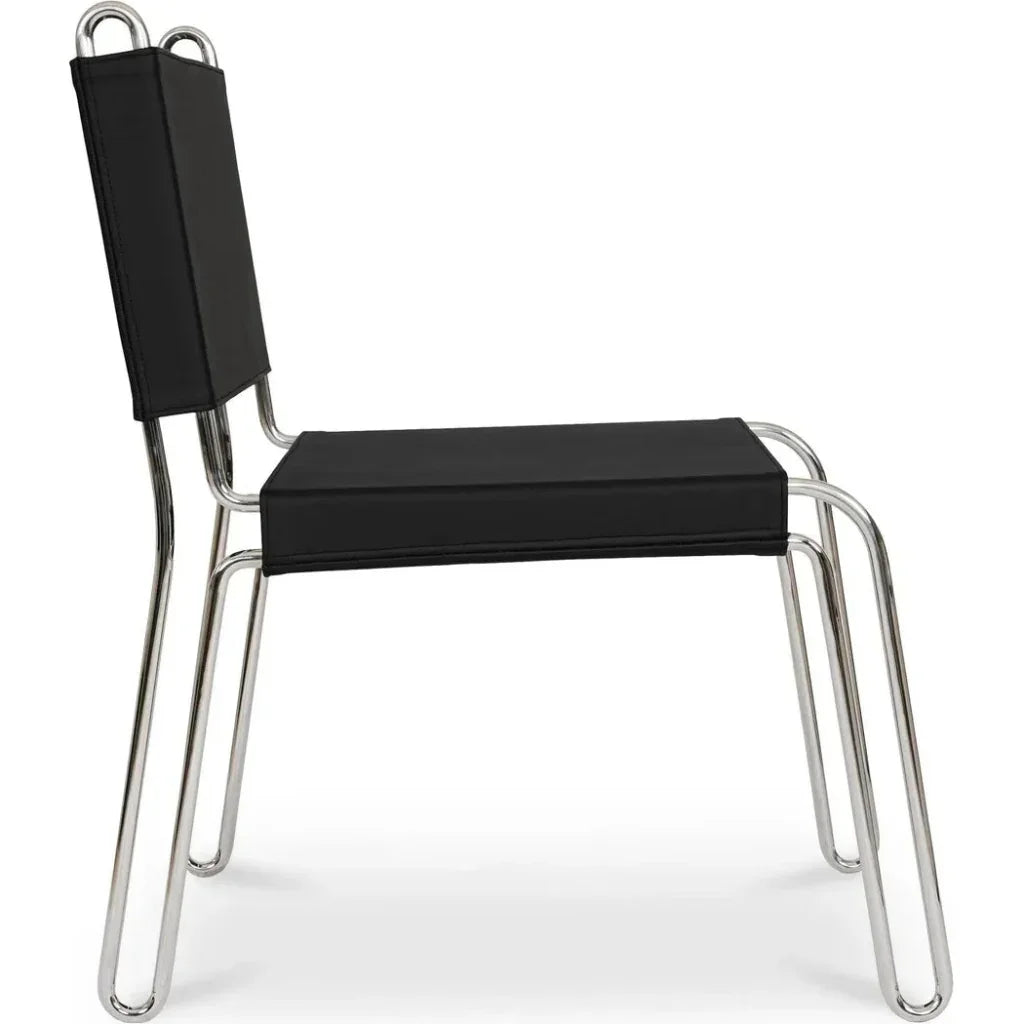 Petra Black Leather Armless Accent Chair - LOOMLAN - Moe's Home - Accent Chairs