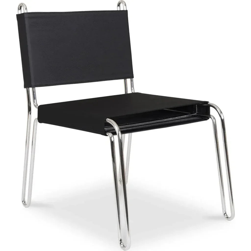 Petra Black Leather Armless Accent Chair - LOOMLAN - Moe's Home - Accent Chairs