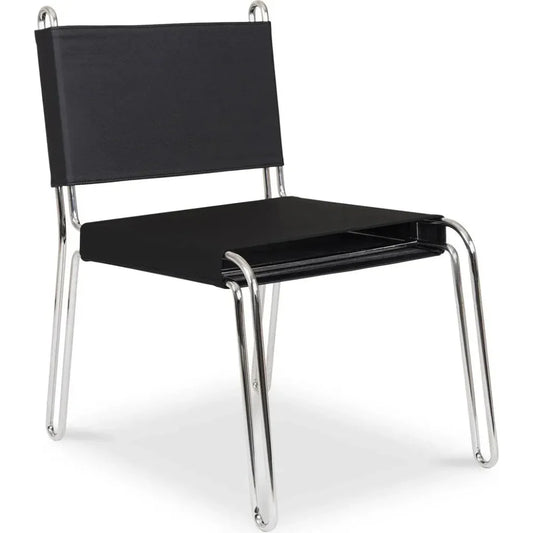 Petra Black Leather Armless Accent Chair - LOOMLAN - Moe's Home - Accent Chairs