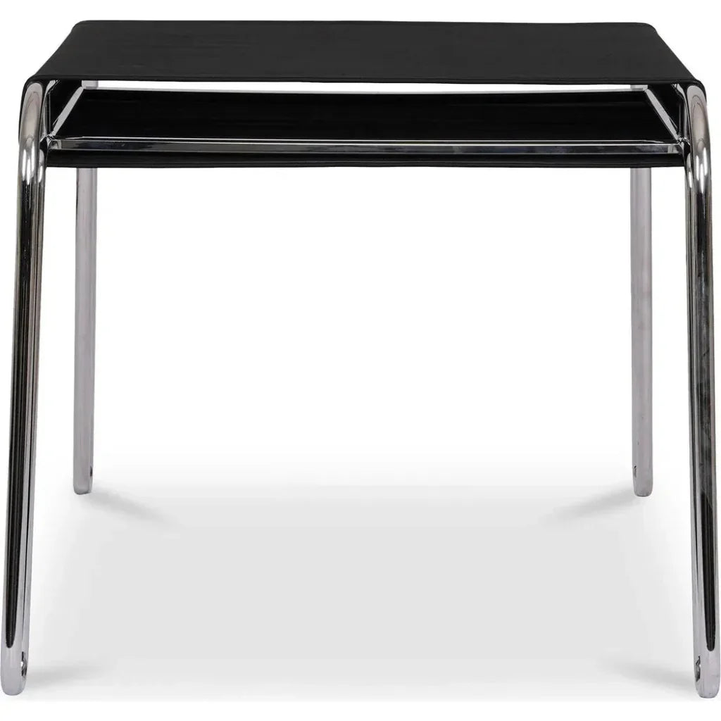 Petra Black Leather and Steel Stool - LOOMLAN - Moe's Home - Poufs and Stools