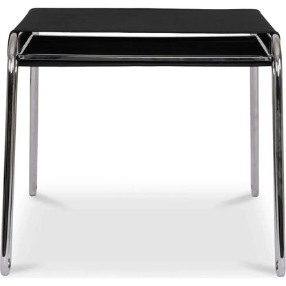 Petra Black Leather and Steel Stool - LOOMLAN - Moe's Home - Poufs and Stools