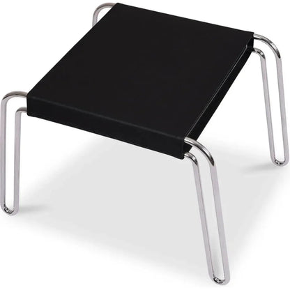 Petra Black Leather and Steel Stool - LOOMLAN - Moe's Home - Poufs and Stools