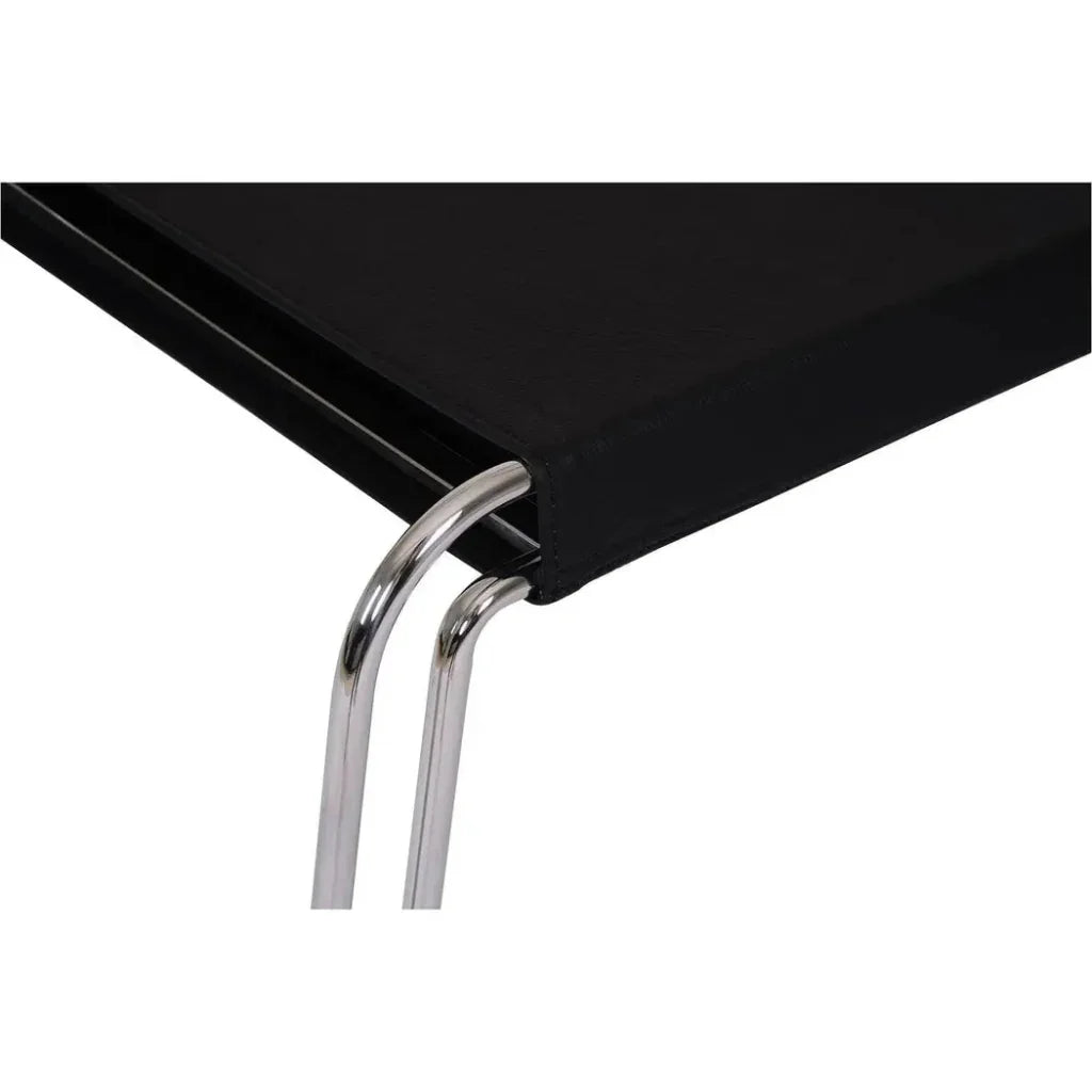 Petra Black Leather and Steel Stool - LOOMLAN - Moe's Home - Poufs and Stools