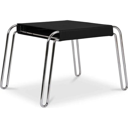 Petra Black Leather and Steel Stool - LOOMLAN - Moe's Home - Poufs and Stools