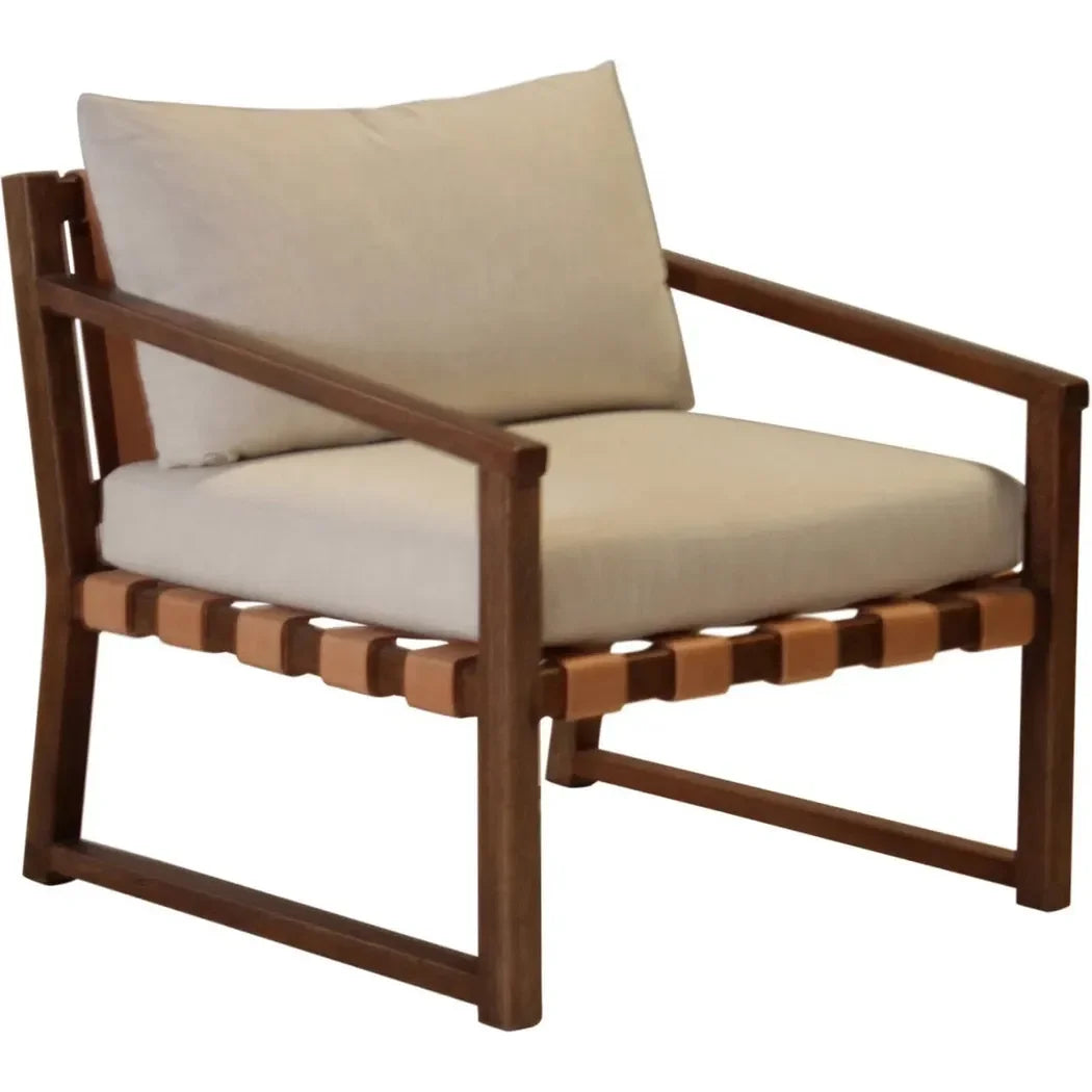Peyton Accent Chair Leather and Tan Fabric Blend