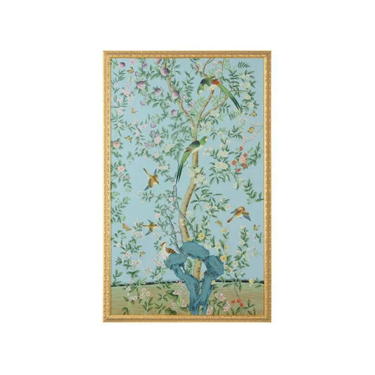 Phil. Panel Hand Painted Artwork-Framed Wall Art-Chelsea House-Green Birds-LOOMLAN