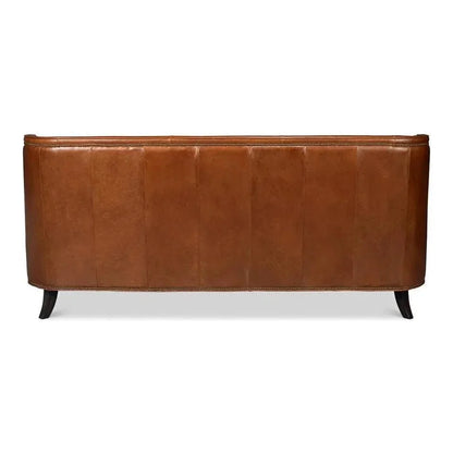 Philipe Distilled Leather & Wood Brown Sofa - LOOMLAN - Sarreid - Sofas & Loveseats