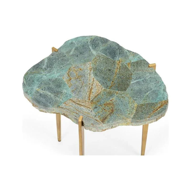 Philippine Malachite Iron Base Side Table - LOOMLAN - Chelsea House - Side Tables