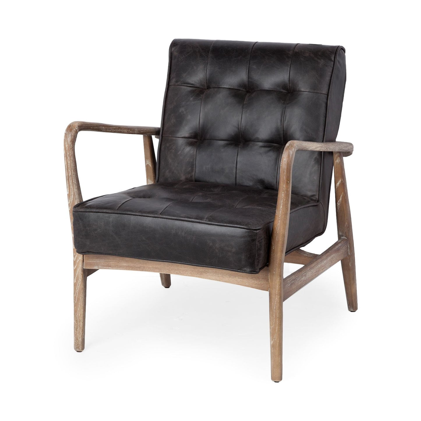 Phineas Black Leather Accent Chair