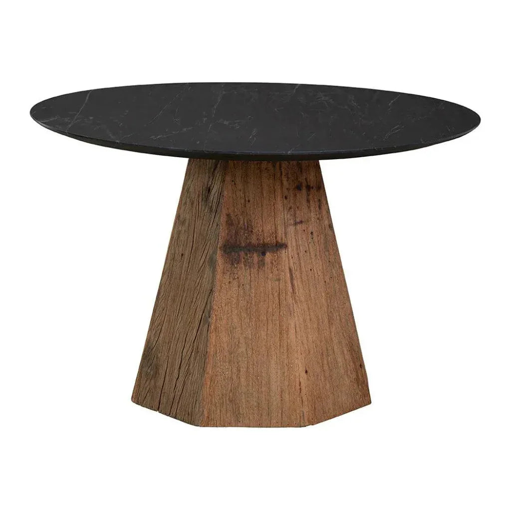 Phoebe Black Marble Top Round Dining Table-Dining Tables-Furniture Classics-LOOMLAN