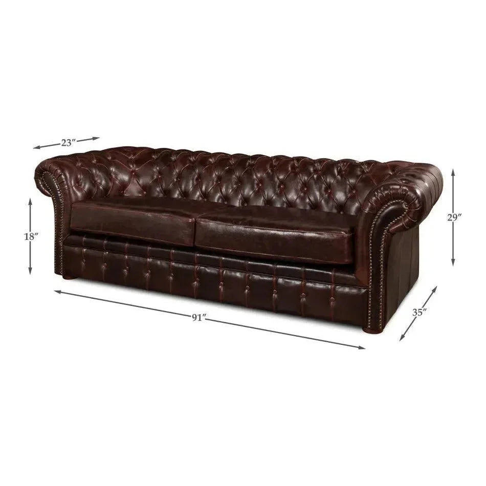 Piccadilly 3 Seat Chesterfield Sofa Club Leather - LOOMLAN - Sarreid - Sofas & Loveseats