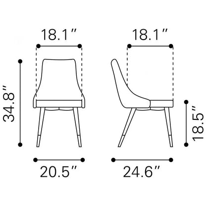 Piccolo Performance Fabric Armless Dining Chair (Set Of 2) - LOOMLAN - Zuo Modern - Dining Chairs