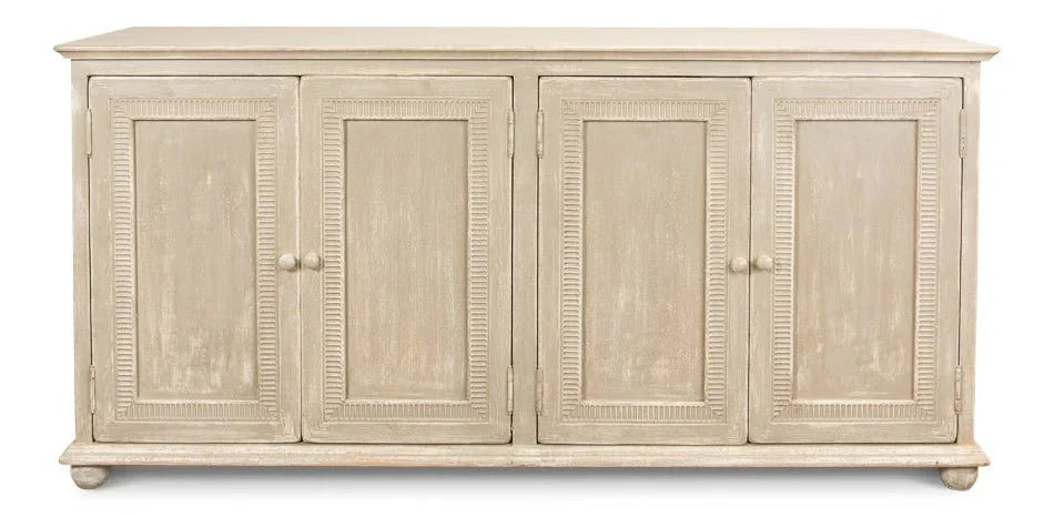 Pie Crust Four Door Wood Sideboard - LOOMLAN - Sarreid - Sideboards