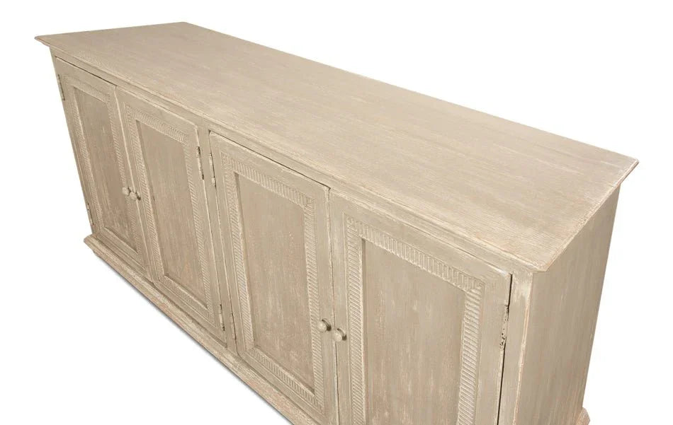 Pie Crust Four Door Wood Sideboard - LOOMLAN - Sarreid - Sideboards