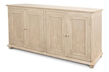 Pie Crust Four Door Wood Sideboard - LOOMLAN - Sarreid - Sideboards