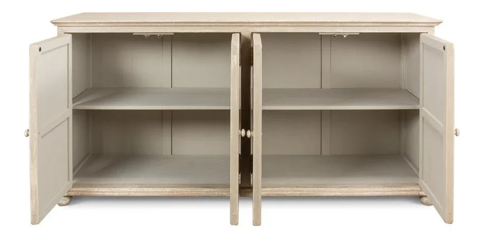 Pie Crust Four Door Wood Sideboard - LOOMLAN - Sarreid - Sideboards