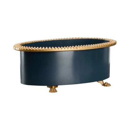 Pie Crust Oval Navy Cachepot - LOOMLAN - Chelsea House - Planters