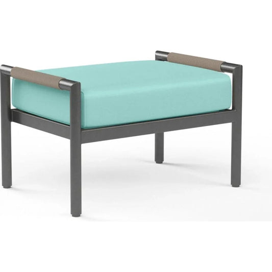 Pietra Sunbrella Outdoor Ottoman-Outdoor Ottomans-Sunset West-Dupione Celeste-LOOMLAN