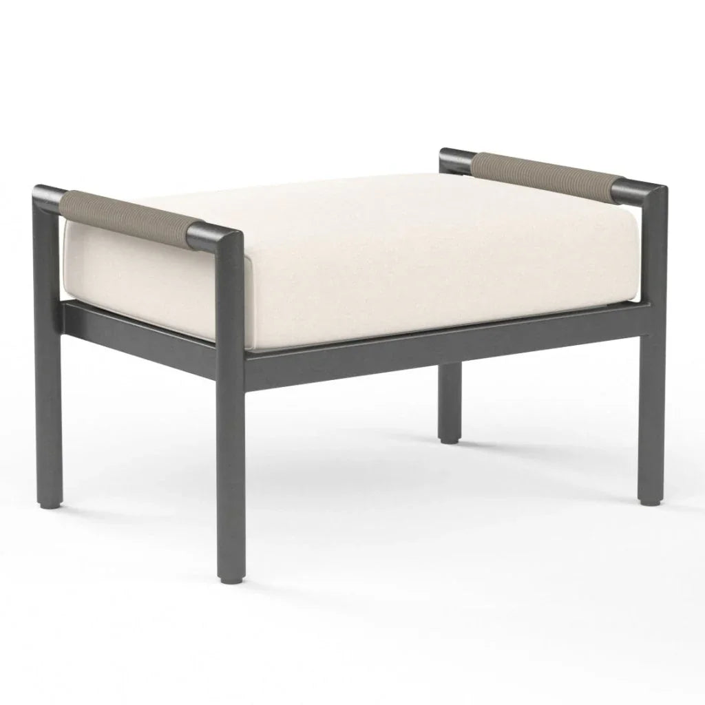 Pietra Sunbrella Outdoor Ottoman-Outdoor Ottomans-Sunset West-Echo Ash-LOOMLAN