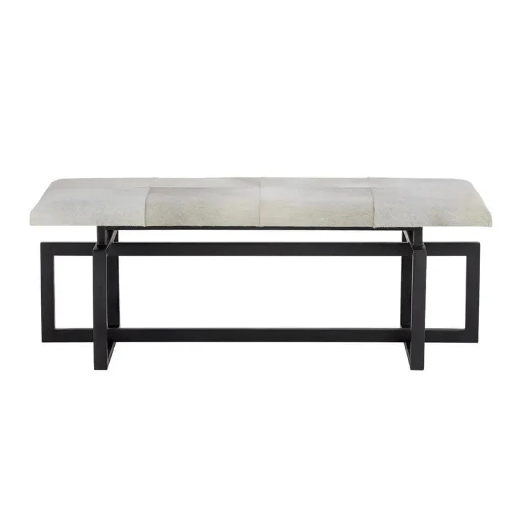 Pilar Cowhide Transitional Backless Bench - LOOMLAN - SUNPAN - Bedroom Benches