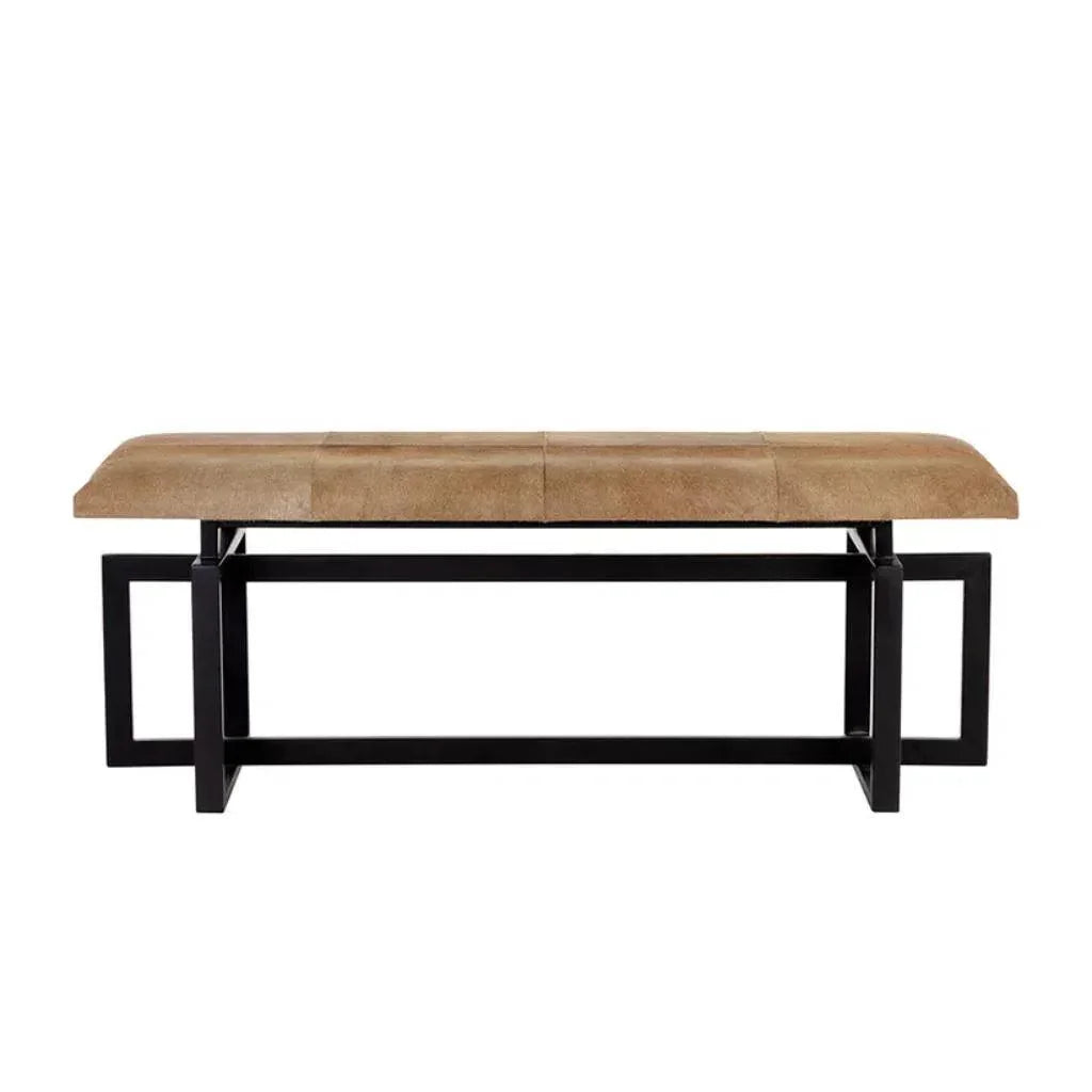 Pilar Cowhide Transitional Backless Bench - LOOMLAN - SUNPAN - Bedroom Benches
