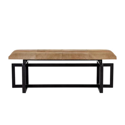 Pilar Cowhide Transitional Backless Bench - LOOMLAN - SUNPAN - Bedroom Benches