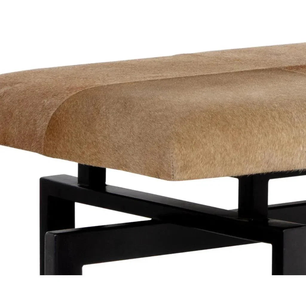 Pilar Cowhide Transitional Backless Bench - LOOMLAN - SUNPAN - Bedroom Benches