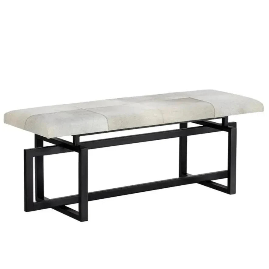 Pilar Cowhide Transitional Backless Bench - LOOMLAN - SUNPAN - Bedroom Benches