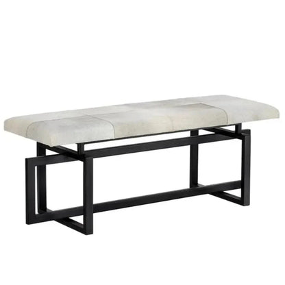 Pilar Cowhide Transitional Backless Bench - LOOMLAN - SUNPAN - Bedroom Benches