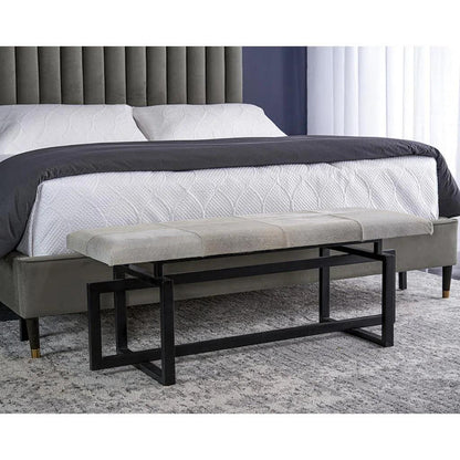 Pilar Cowhide Transitional Backless Bench - LOOMLAN - SUNPAN - Bedroom Benches