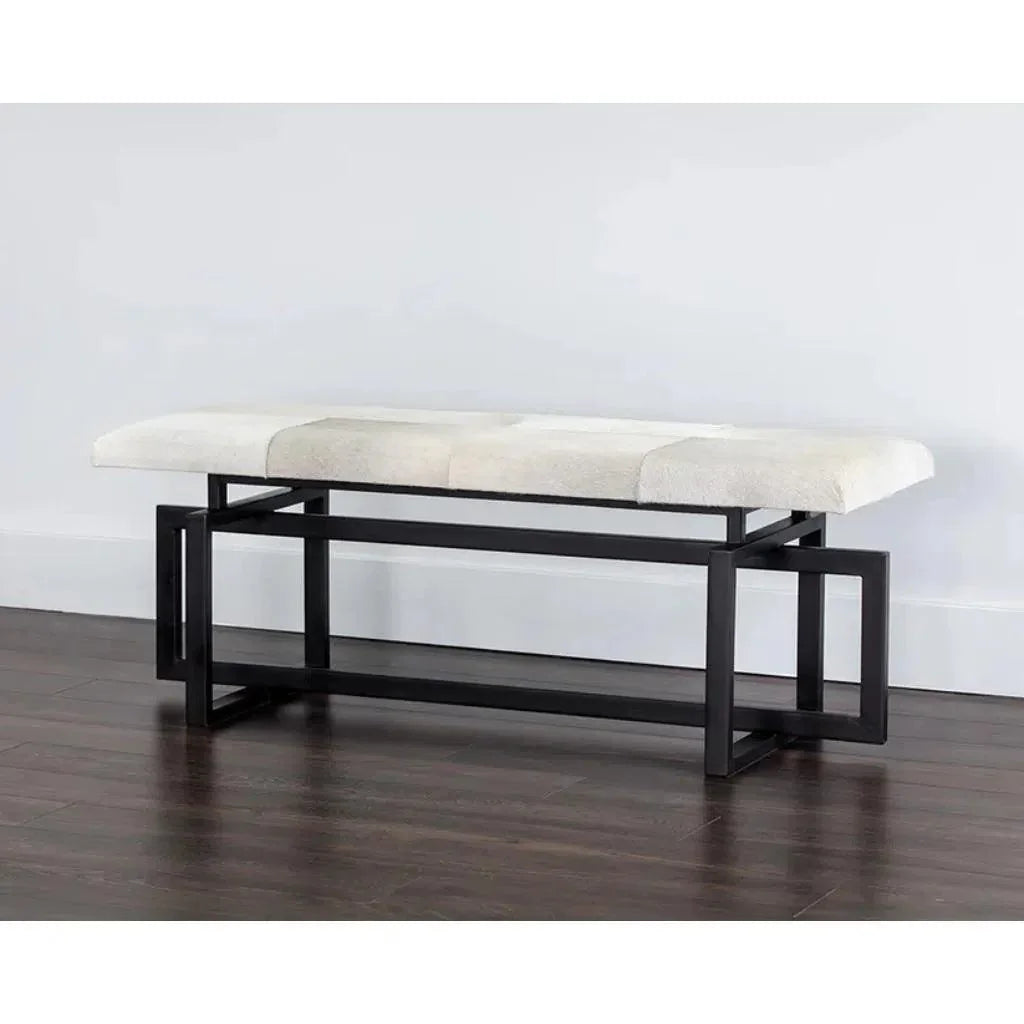 Pilar Cowhide Transitional Backless Bench - LOOMLAN - SUNPAN - Bedroom Benches