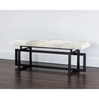 Pilar Cowhide Transitional Backless Bench - LOOMLAN - SUNPAN - Bedroom Benches