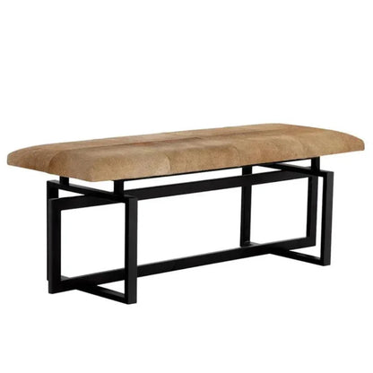 Pilar Cowhide Transitional Backless Bench - LOOMLAN - SUNPAN - Bedroom Benches