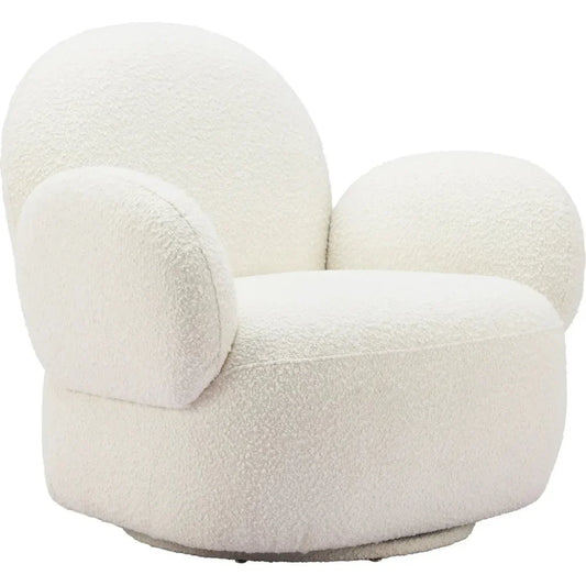 Pilka White Swivel Arm Chair - LOOMLAN - Zuo Modern - Club Chairs