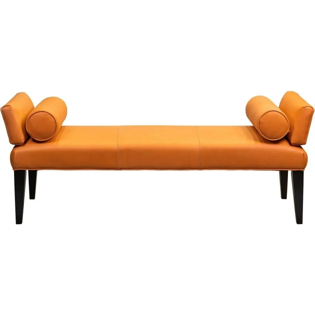 Pimlico Leather And Bolster Pillows Bedroom Bench - LOOMLAN - Bedroom Benches