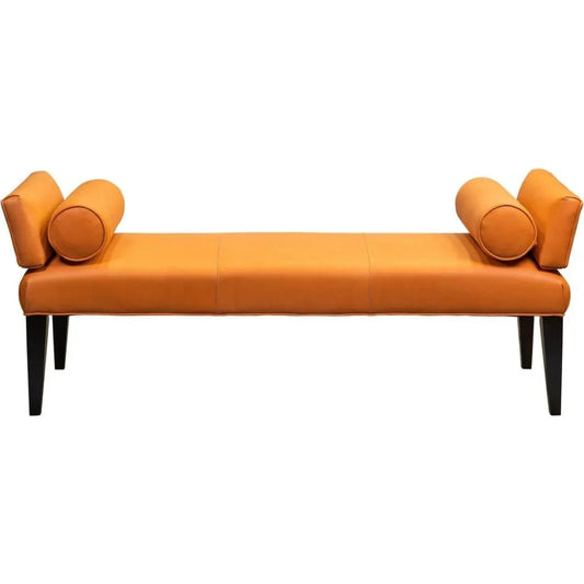 Pimlico Leather And Bolster Pillows Bedroom Bench - LOOMLAN - Bedroom Benches