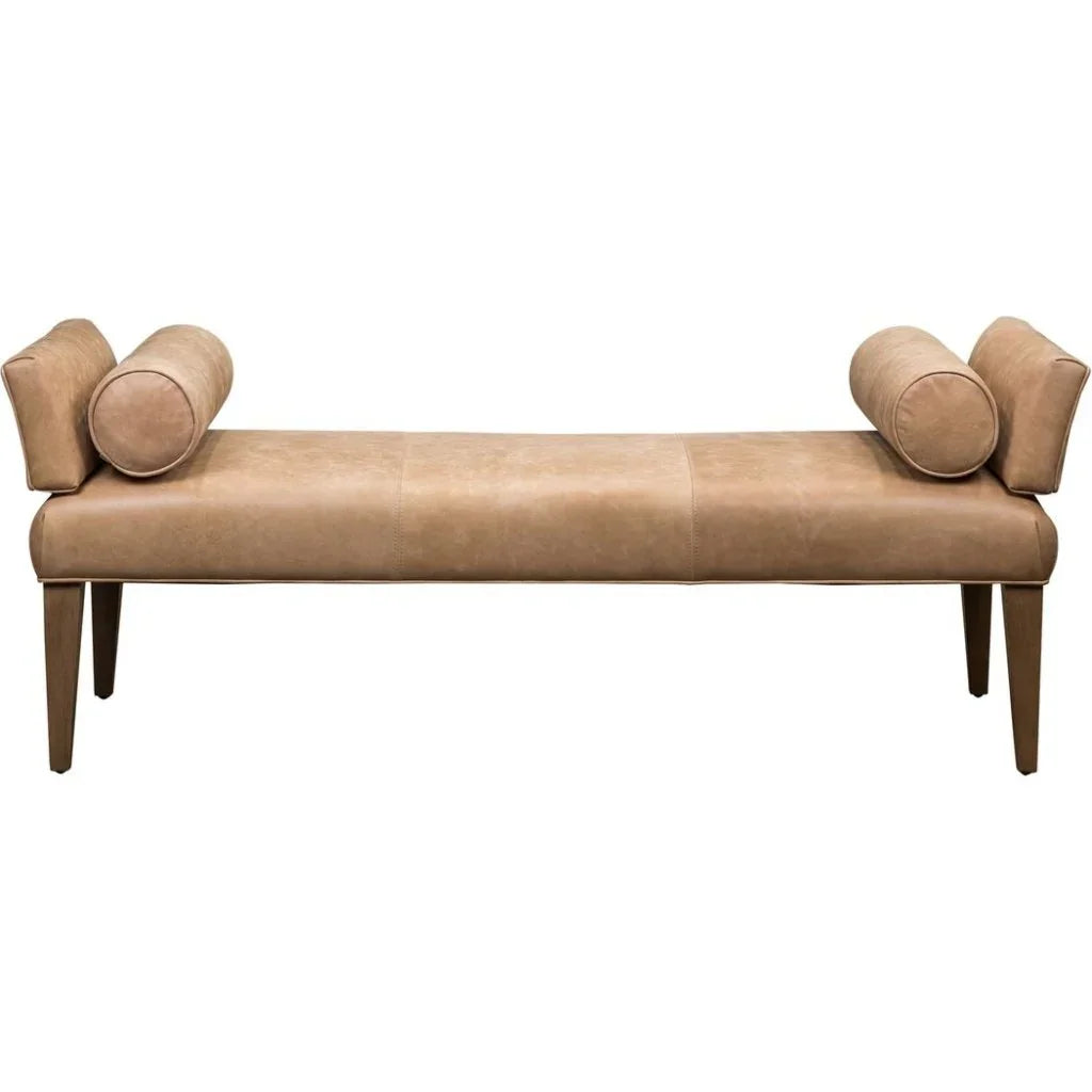 Pimlico Leather And Bolster Pillows Bedroom Bench - LOOMLAN - Bedroom Benches