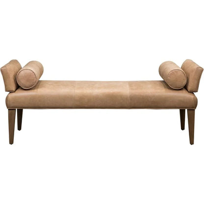 Pimlico Leather And Bolster Pillows Bedroom Bench - LOOMLAN - Bedroom Benches