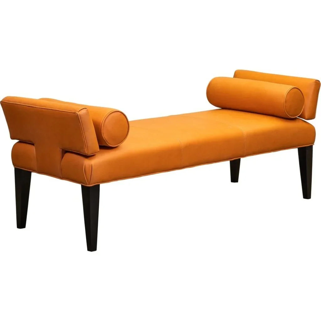 Pimlico Leather And Bolster Pillows Bedroom Bench - LOOMLAN - Bedroom Benches