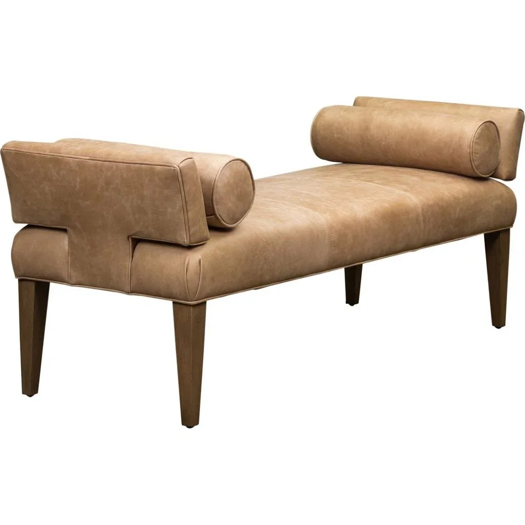 Pimlico Leather And Bolster Pillows Bedroom Bench - LOOMLAN - Bedroom Benches