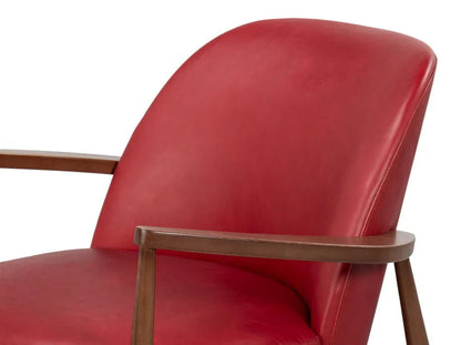 Pindar Red Leather Armchair - LOOMLAN - Sarreid - Club Chairs
