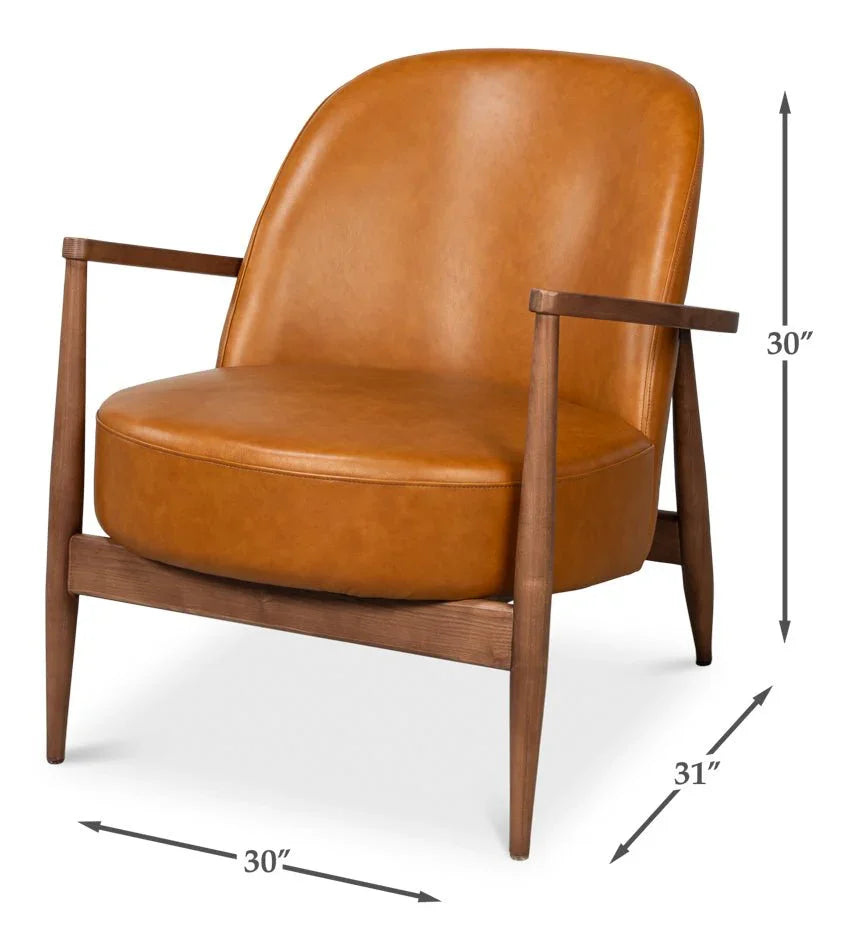 Pindar Traditional Leather Armchair - LOOMLAN - Sarreid - Club Chairs