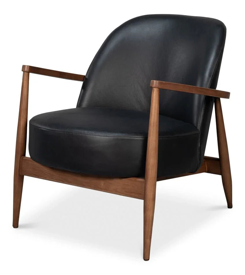 Pindar Traditional Leather Armchair - LOOMLAN - Sarreid - Club Chairs