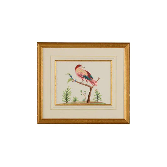 Pink W/Blue Berries Gold Framed Watercolor Artwork-Framed Wall Art-Chelsea House-LOOMLAN