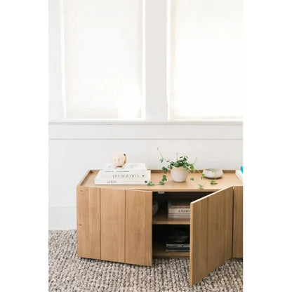 Plank Natural Wood Media Cabinet - LOOMLAN - Moe's Home - TV Stands & Media Centers