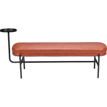 Ploce Wood and Steel Brown Bench - LOOMLAN - Zuo Modern - Bedroom Benches