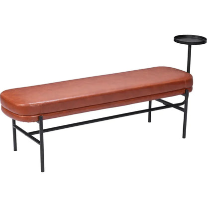 Ploce Wood and Steel Brown Bench - LOOMLAN - Zuo Modern - Bedroom Benches