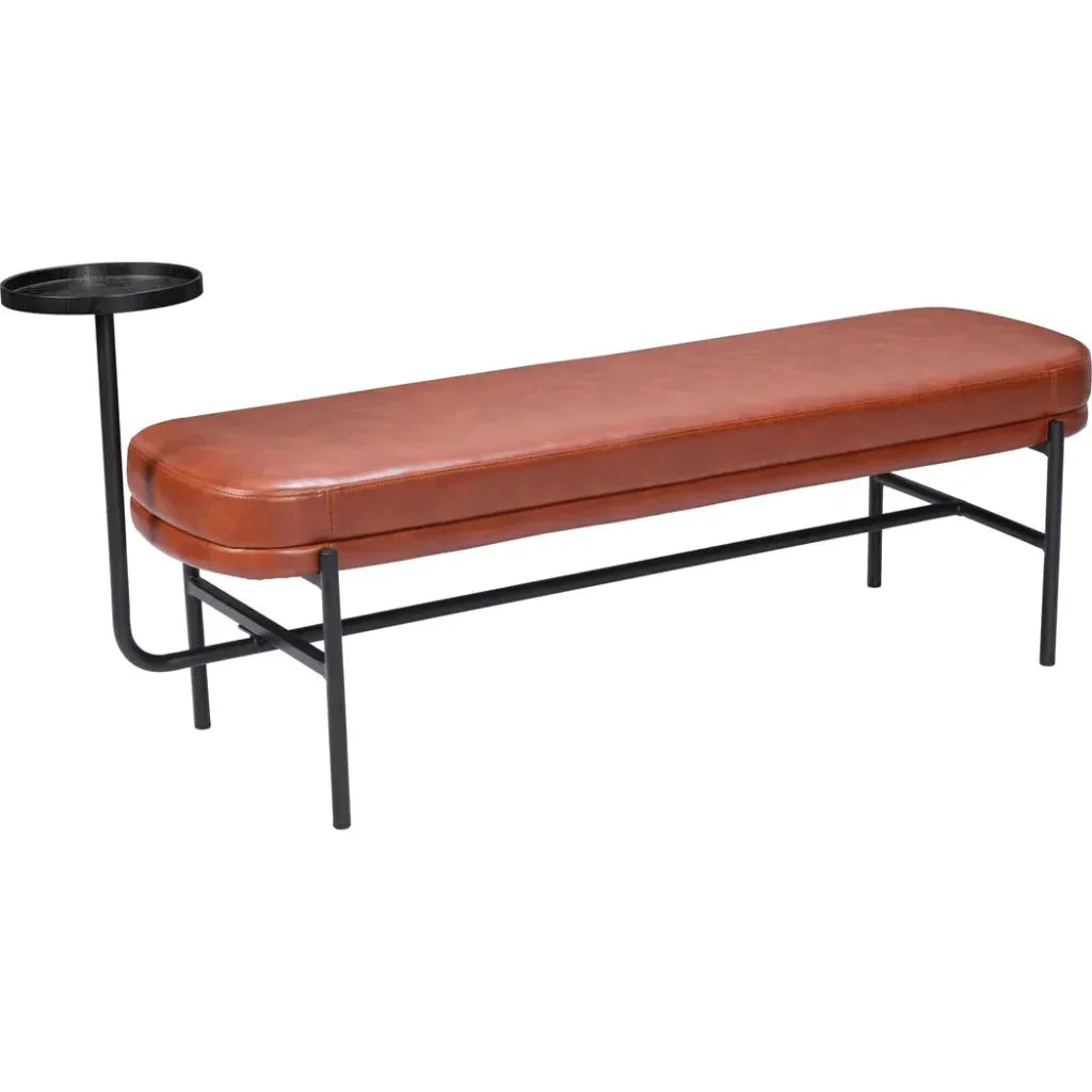Ploce Wood and Steel Brown Bench - LOOMLAN - Zuo Modern - Bedroom Benches