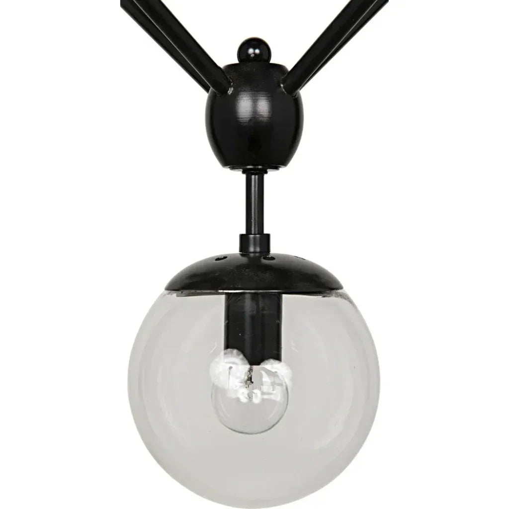 Pluto Black Iron Glass Chandelier