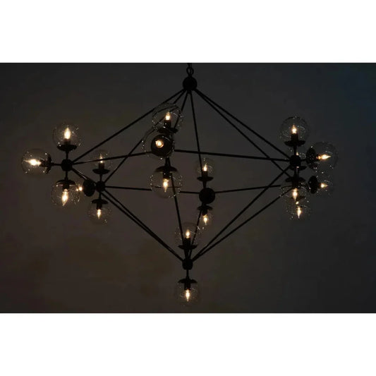 Pluto Black Iron Glass Chandelier